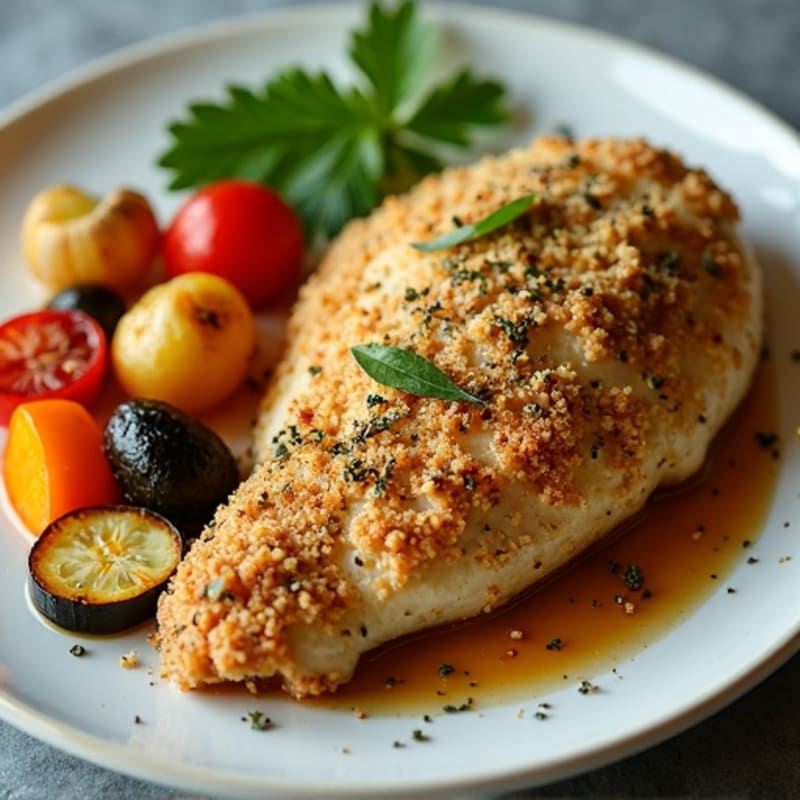 Herb-Crusted Pan Seared Chicken with Roasted Vegetables