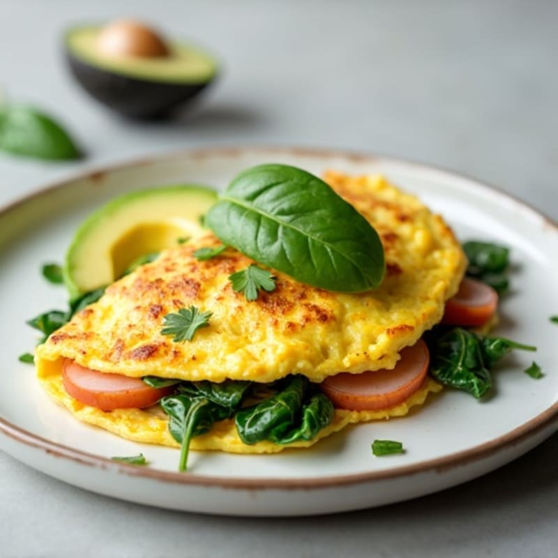 Egg White Omelet with Smoked Turkey and Spinach