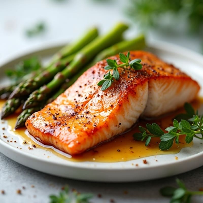 Maple-Glazed Salmon with Crispy Roasted Asparagus