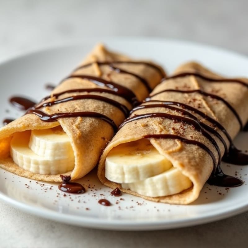 Creamy Banana-Stuffed Whole Wheat Crepes with Dark Chocolate Drizzle