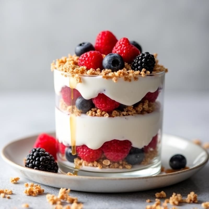 Greek Yogurt Protein Parfait with Mixed Berries