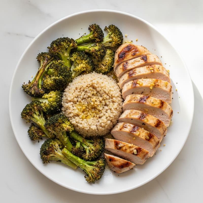 Grilled Turkey Breast with Roasted Broccoli and Quinoa