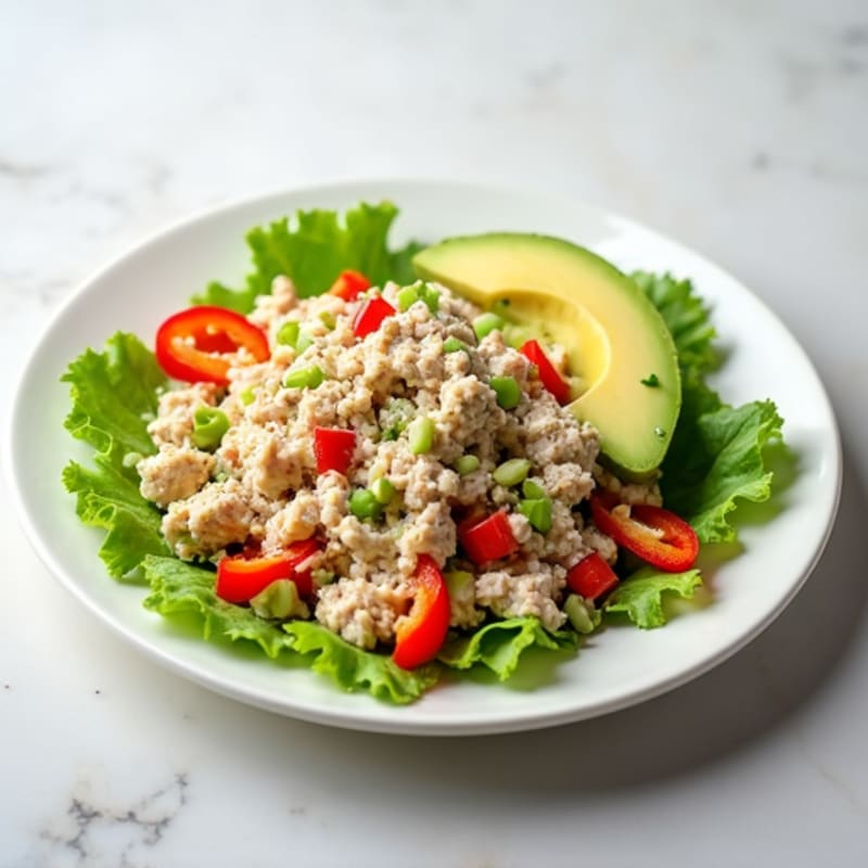 Tuna Salad with Celery and Sliced Bell Peppers