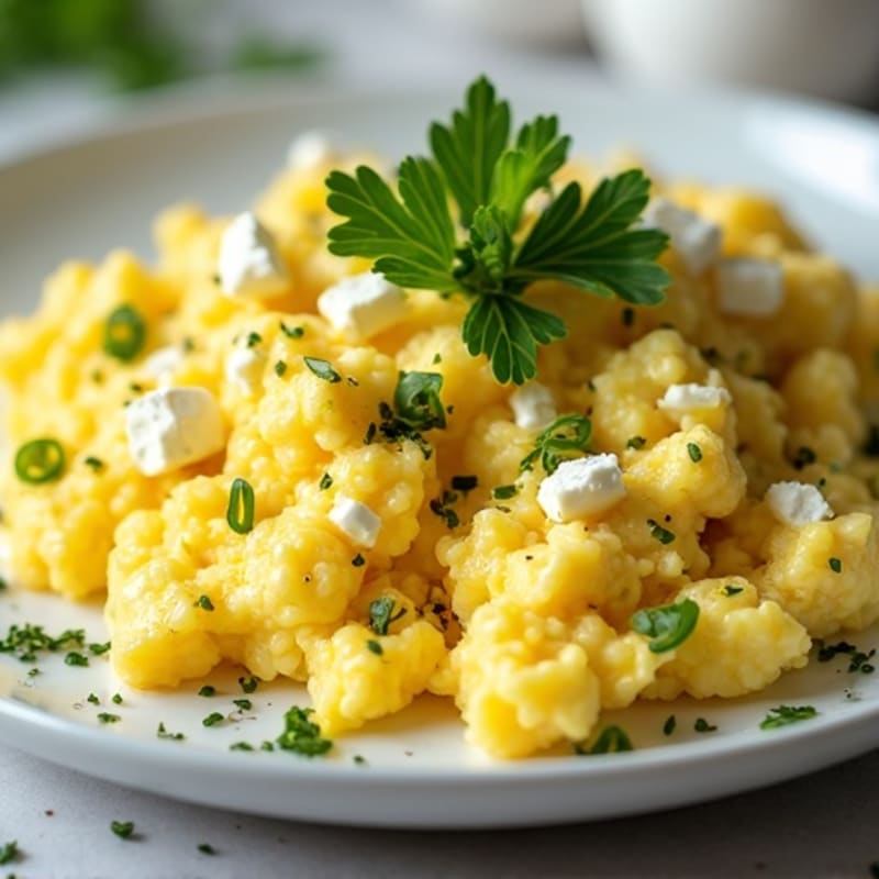 Creamy Feta Scrambled Eggs with Fresh Herbs