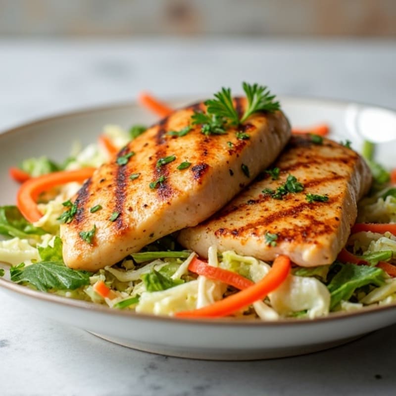 Grilled Chicken Breast with Crunchy Cabbage Slaw
