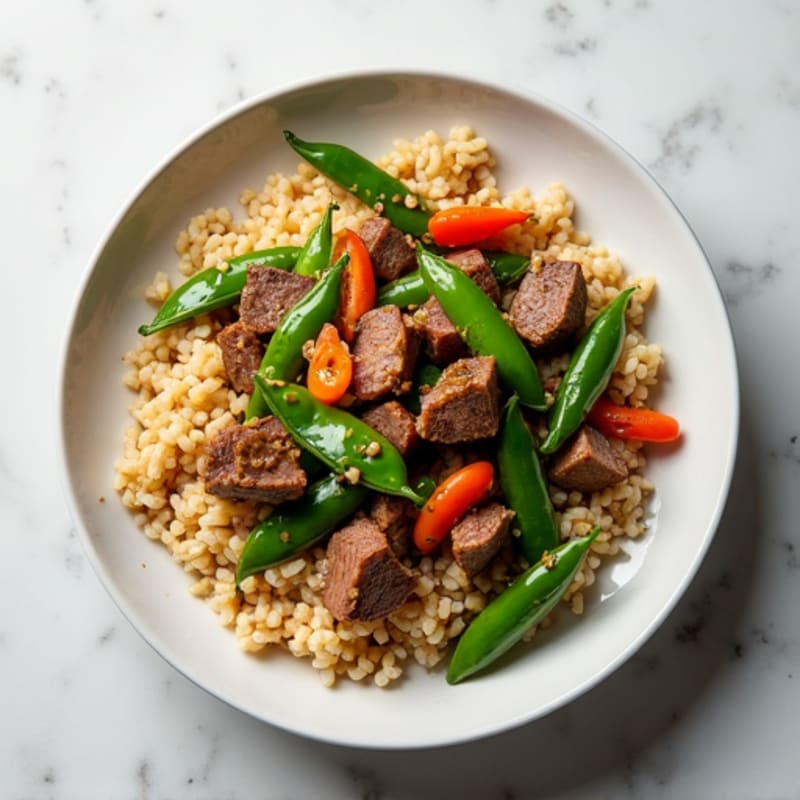 Lean Beef Stir Fry with Snap Peas and Brown Rice