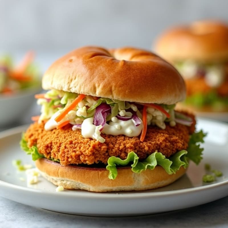 Crispy Air-Fried Chicken Sandwich with Zesty Slaw