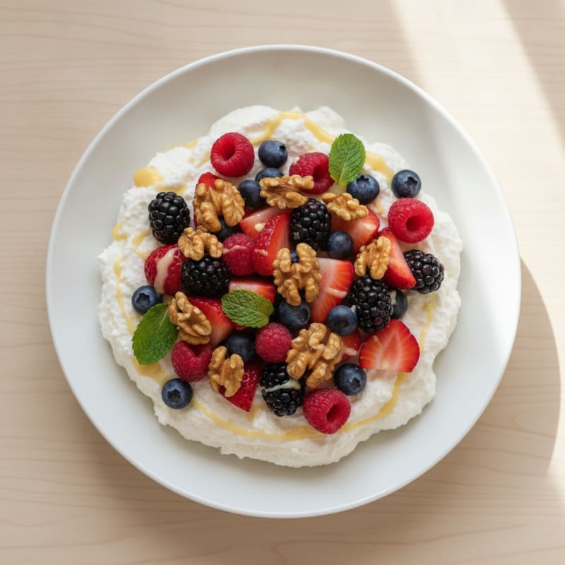 Greek Yogurt Protein Mousse with Mixed Berries