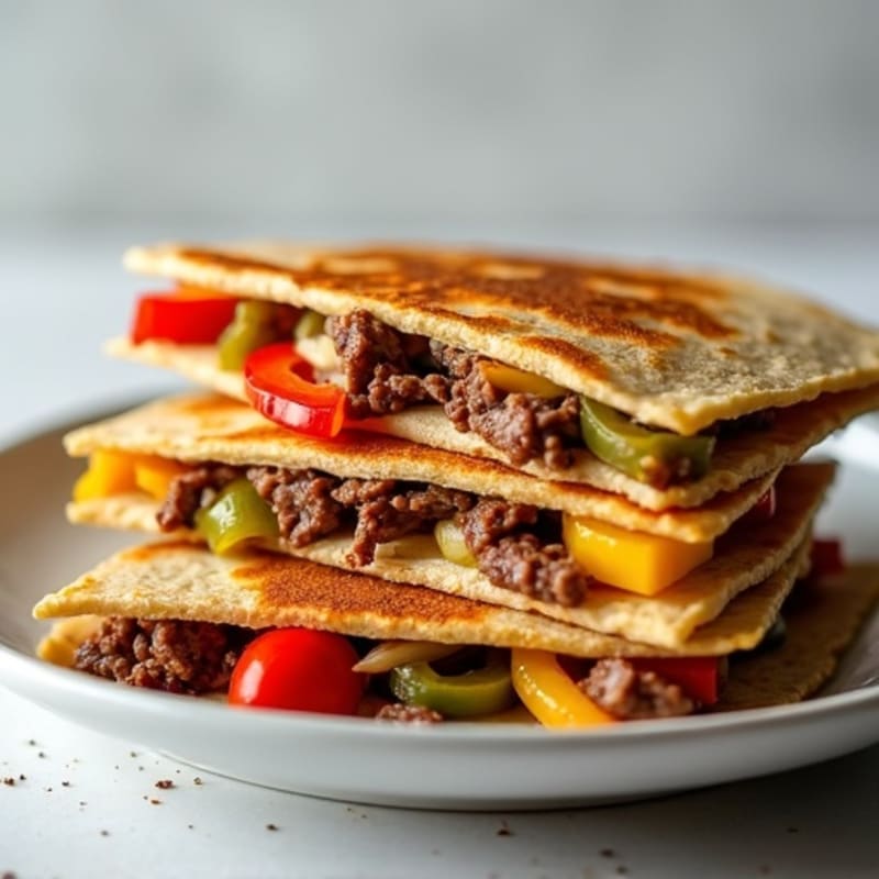 Crispy Whole Wheat Steak and Veggie Quesadillas