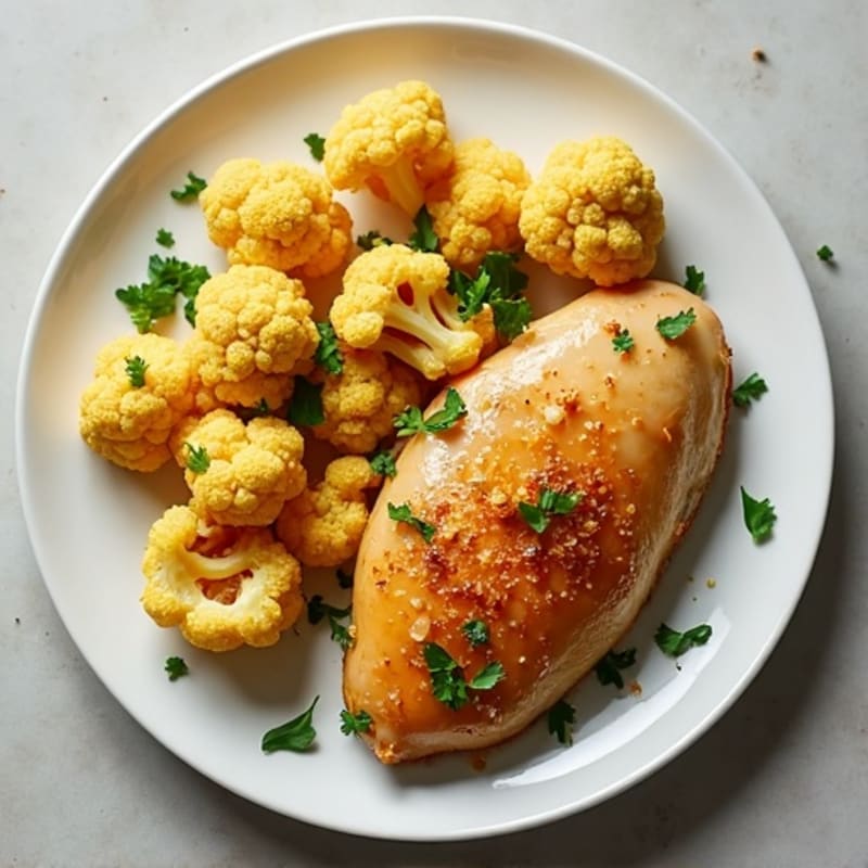Sheet Pan Lemon Garlic Chicken with Roasted Crispy Cauliflower