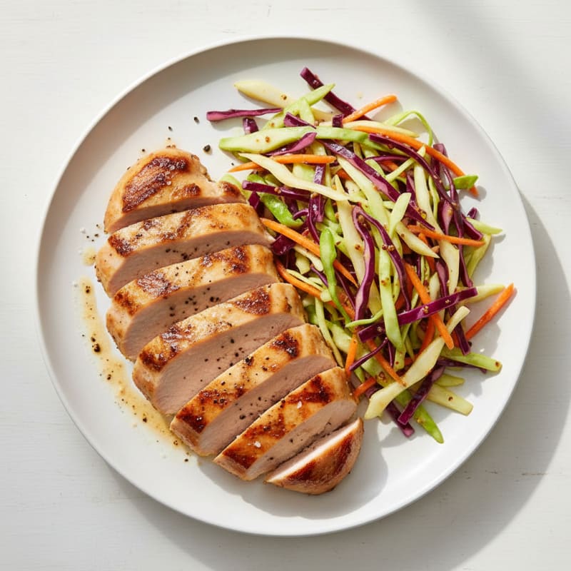 Grilled Turkey Breast with Crunchy Cabbage Slaw