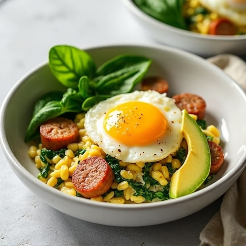 Egg White Scramble with Spinach and Turkey Sausage