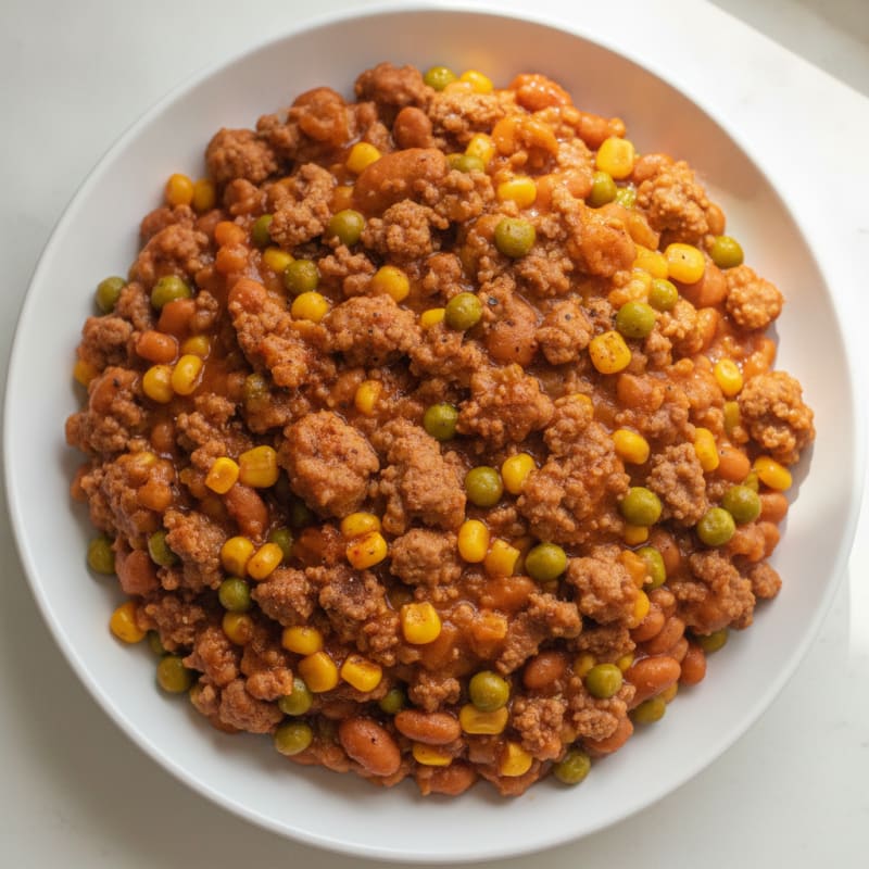 Hearty Beef and Turkey Baked Bean Skillet