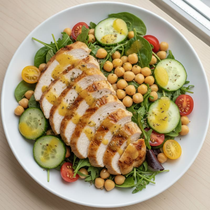 Grilled Turkey Breast Salad with Chickpeas and Lemon Vinaigrette