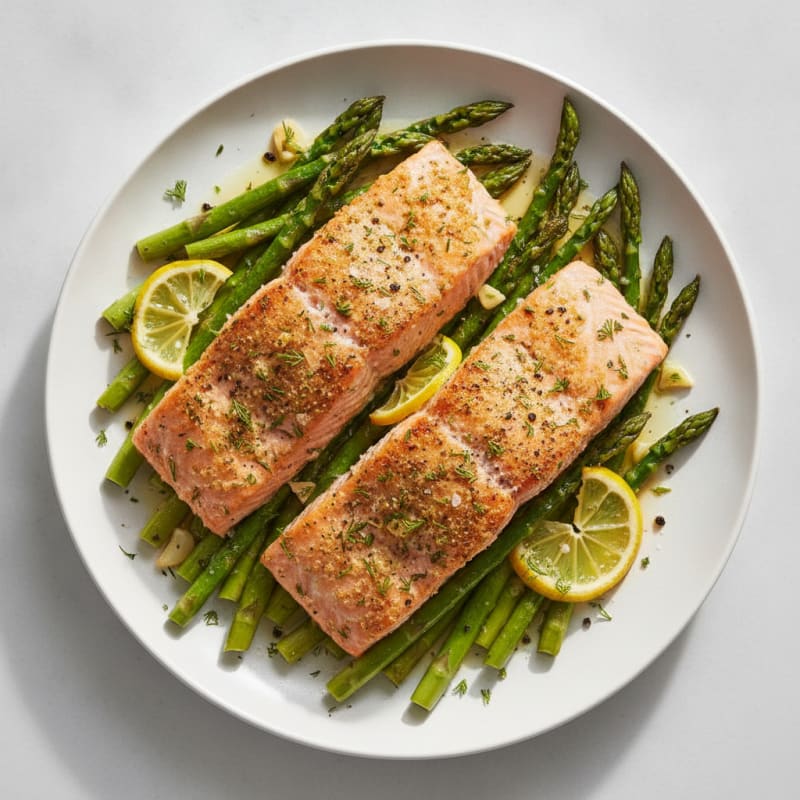 Baked Lemon Herb Salmon with Asparagus