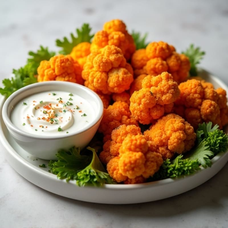 Crispy Buffalo Roasted Cauliflower Bites