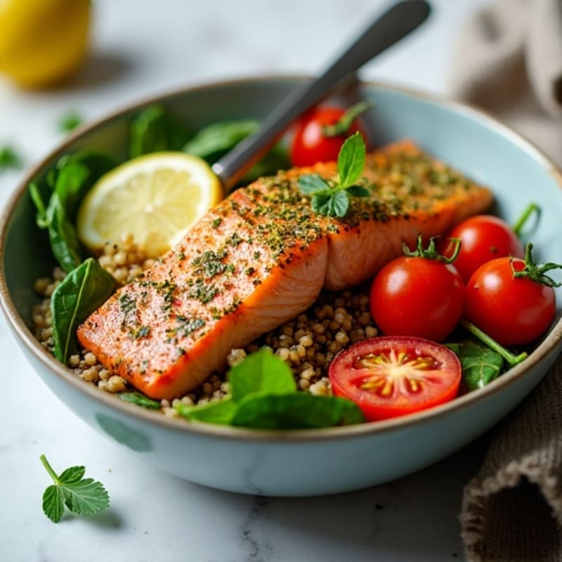 Herb-Crusted Salmon with Quinoa Power Bowl