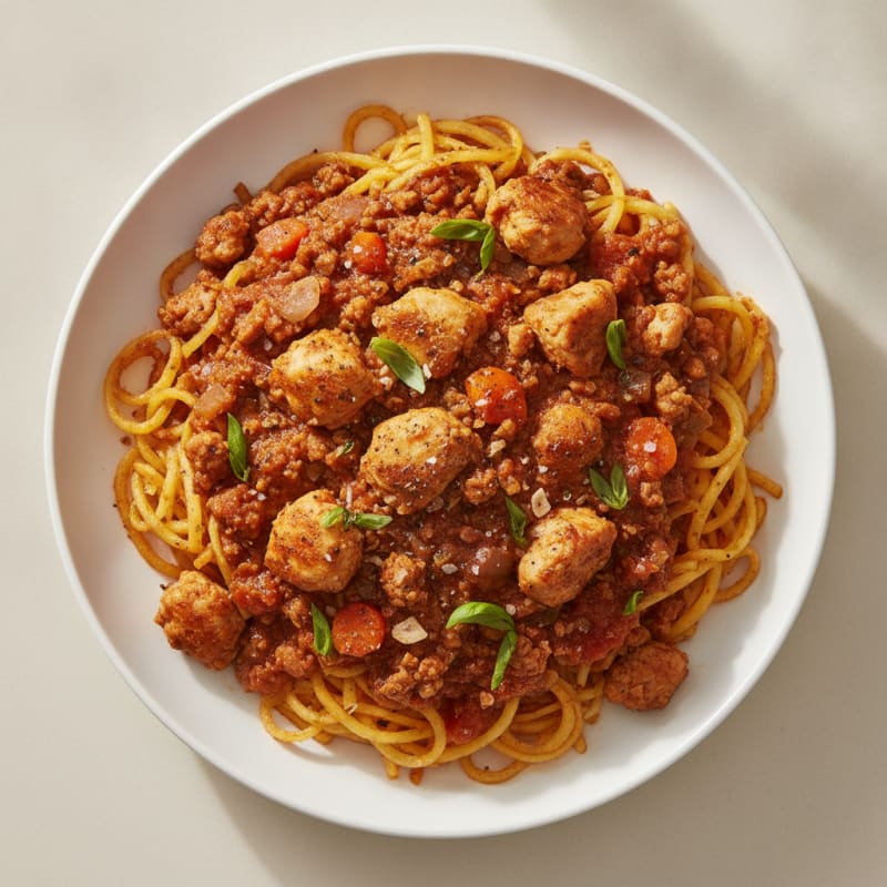 Chicken Bolognese with Roasted Spaghetti Squash