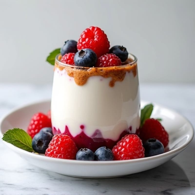 Silky Greek Yogurt Protein Parfait with Mixed Berries and Almond Butter