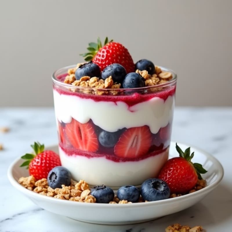 Greek Yogurt and Berry Protein Parfait with Almonds