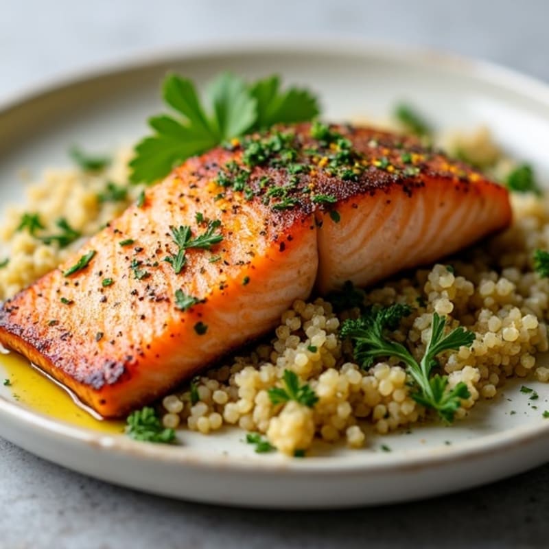 Herb-Crusted Pan Seared Salmon with Quinoa