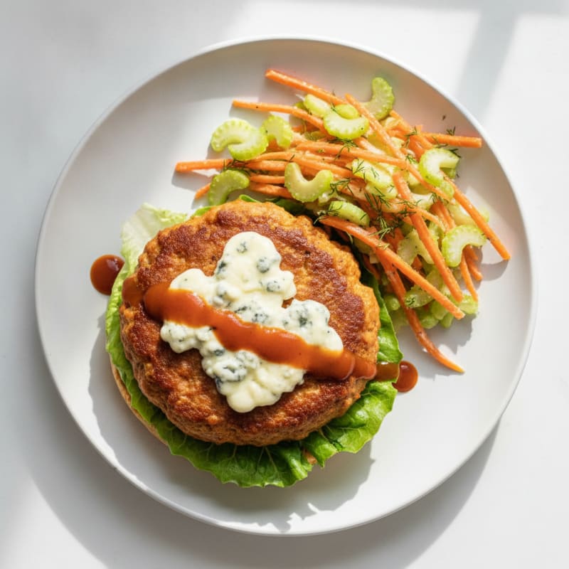 Buffalo Blue Cheese Burger with Celery Slaw