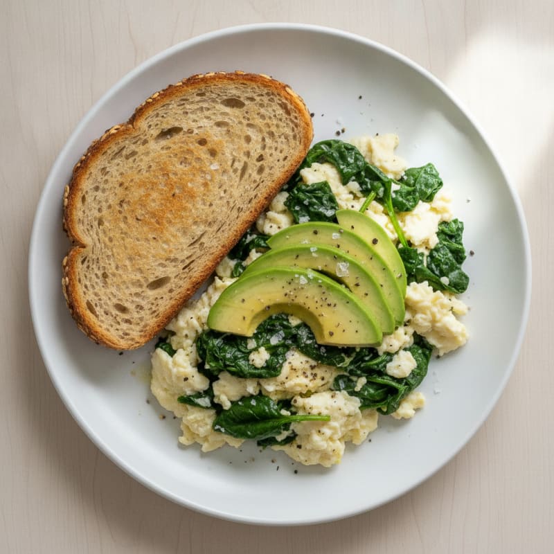 Egg White Scramble with Avocado and Spinach
