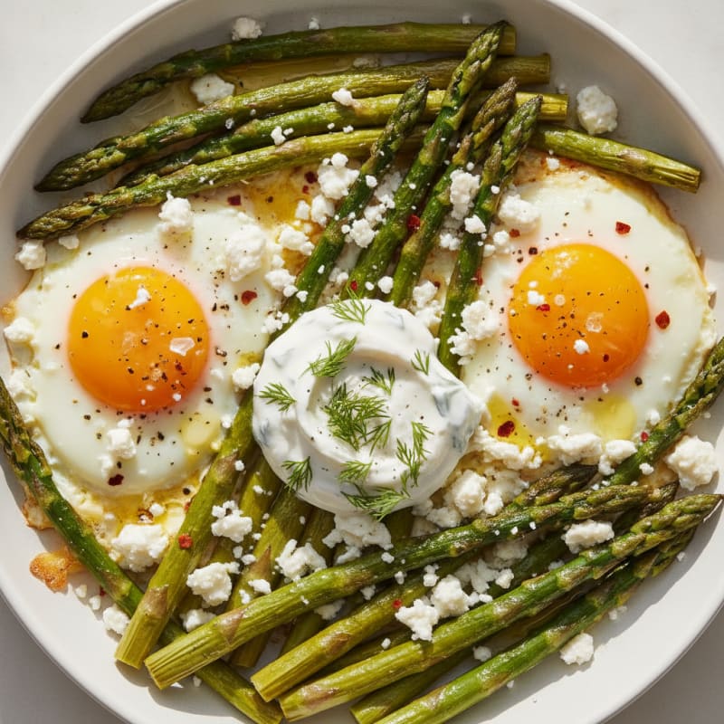 Baked Eggs with Roasted Asparagus