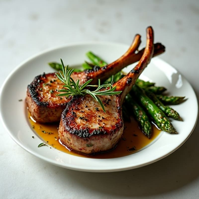 Grilled Herb Lamb Chops with Roasted Asparagus