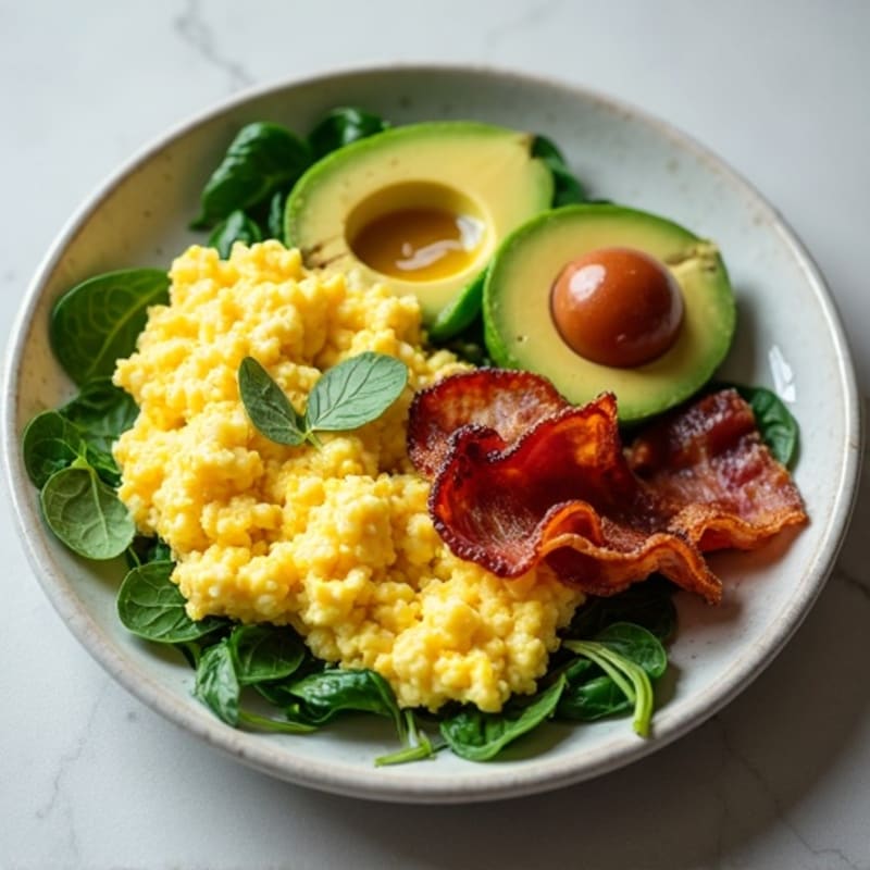 Scrambled Egg Whites with Spinach and Turkey Bacon