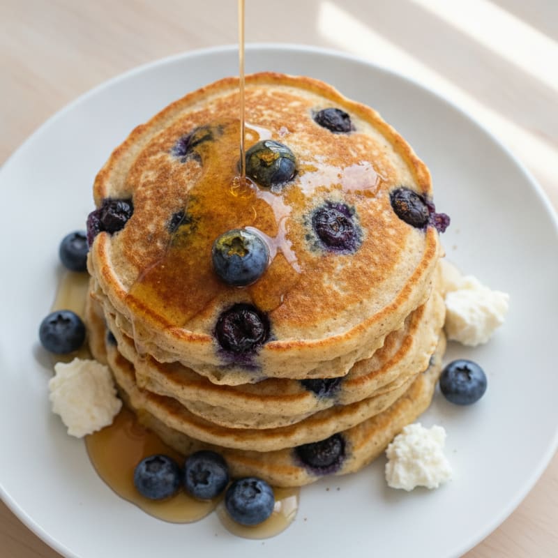 Blueberry Cottage Cheese Pancakes
