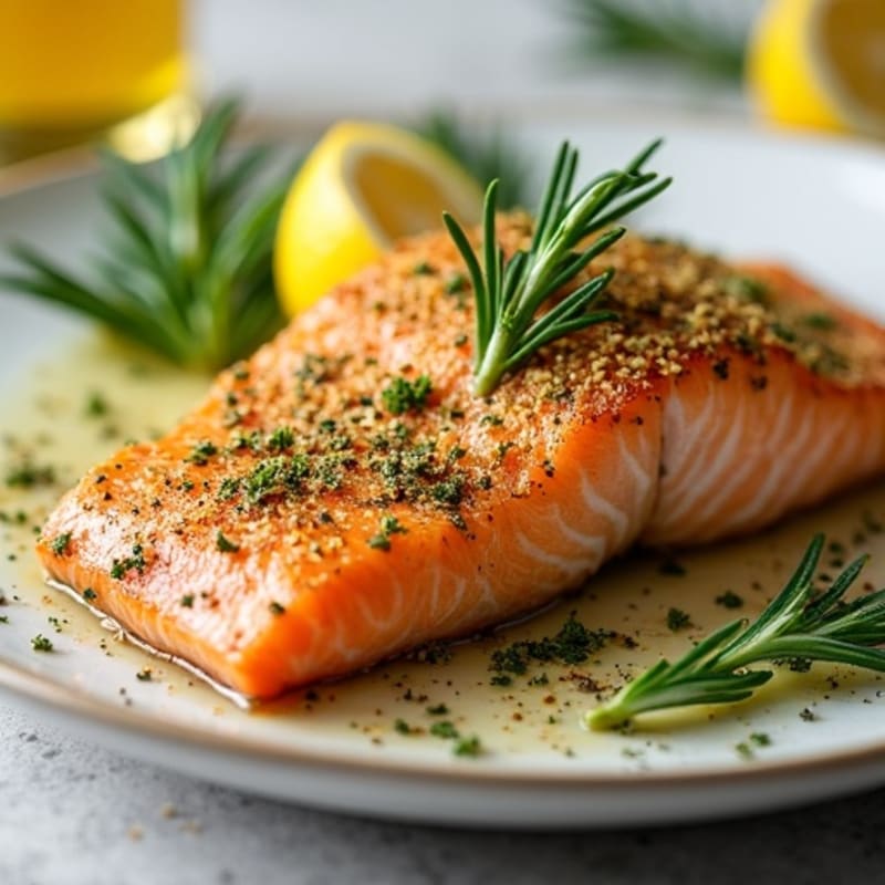 Herb-Crusted Pan Seared Salmon with Lemon