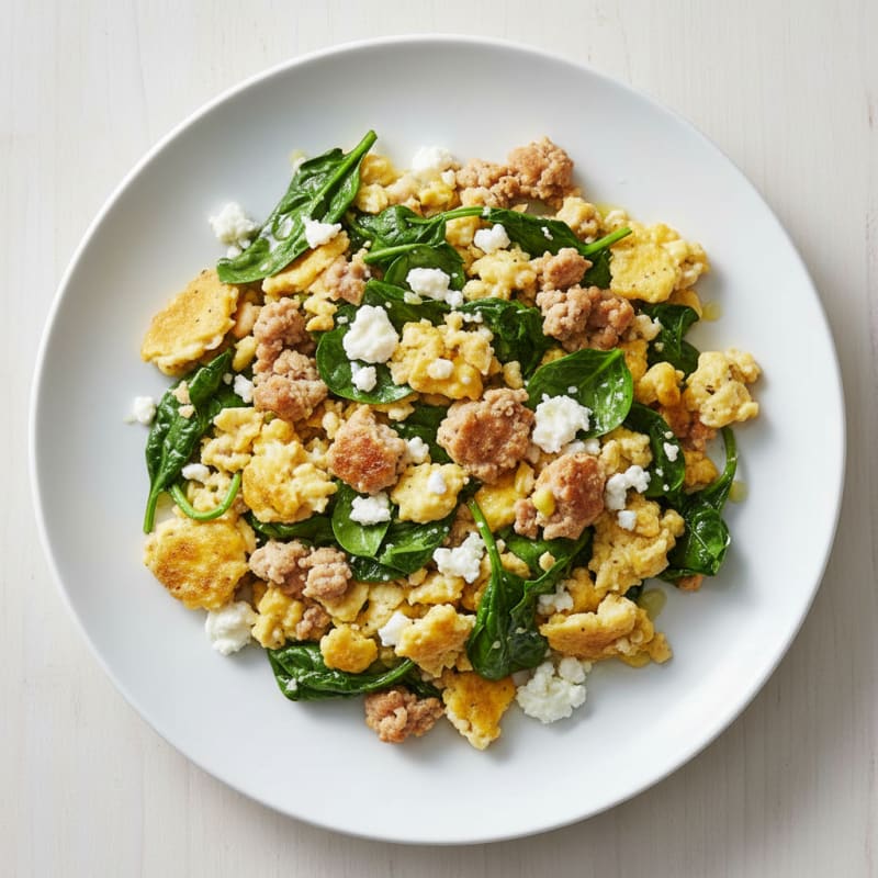 Cottage Cheese Egg Scramble with Spinach and Turkey
