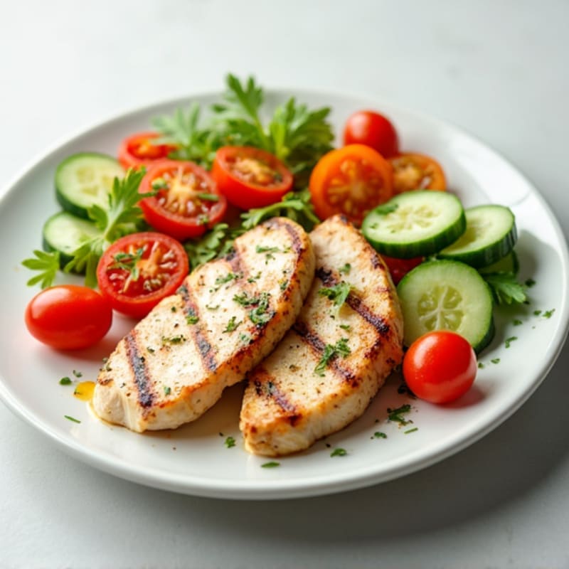 Grilled Chicken Breast Slices with Fresh Veggies