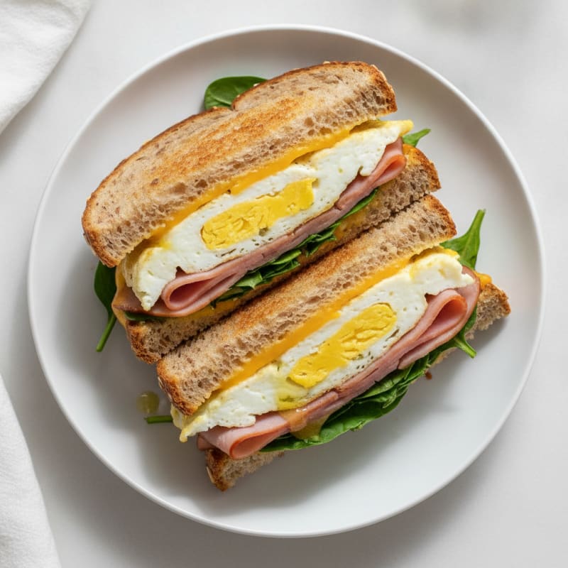 Egg White Ham and Cheese Sandwich with Whole Grain Bread