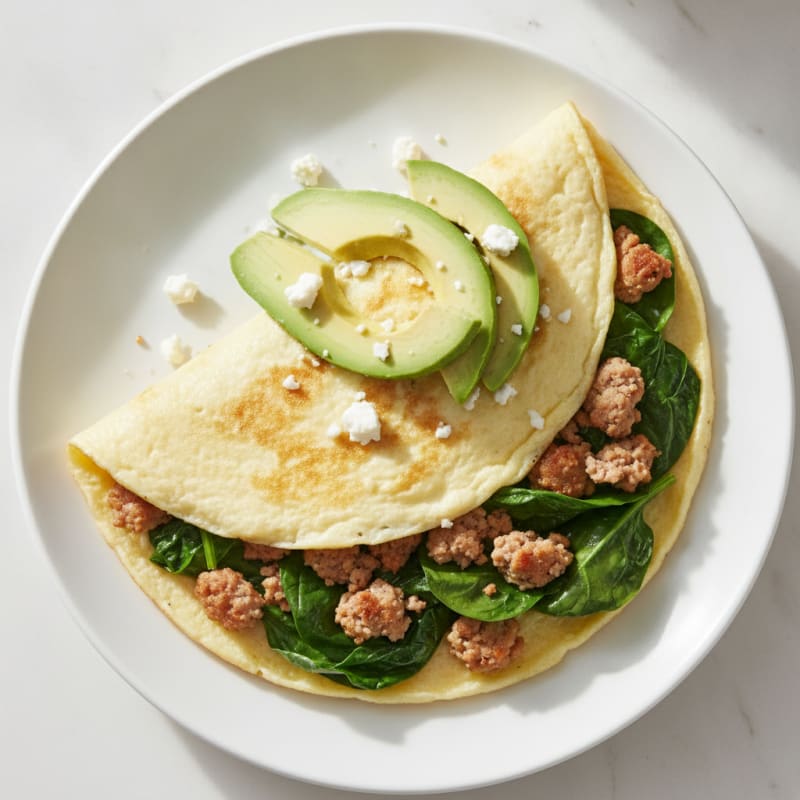 Egg White Spinach Omelette with Turkey Sausage