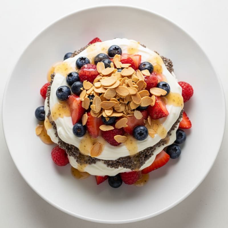 Silky Greek Yogurt Protein Parfait with Chia and Mixed Berries