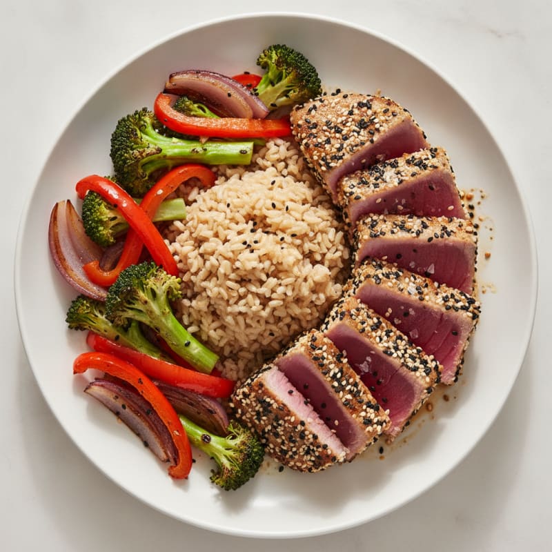 Pan-Seared Ahi Tuna with Roasted Vegetables