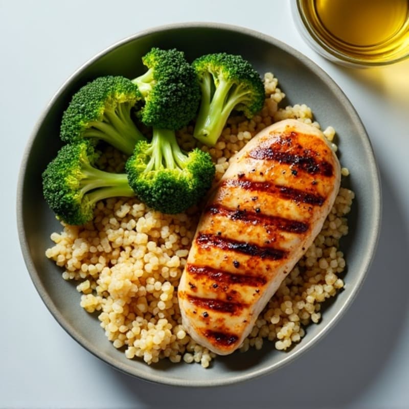 Grilled Chicken Breast with Roasted Broccoli and Quinoa