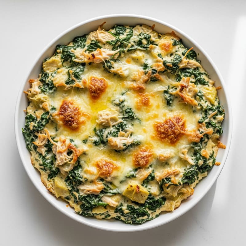 Baked Spinach Artichoke Dip with Three Cheeses