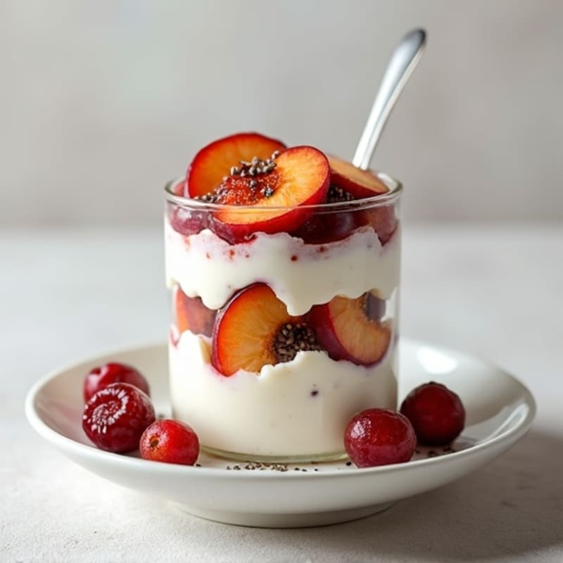 Ricotta Cheese and Greek Yogurt Parfait with Dates and Plums