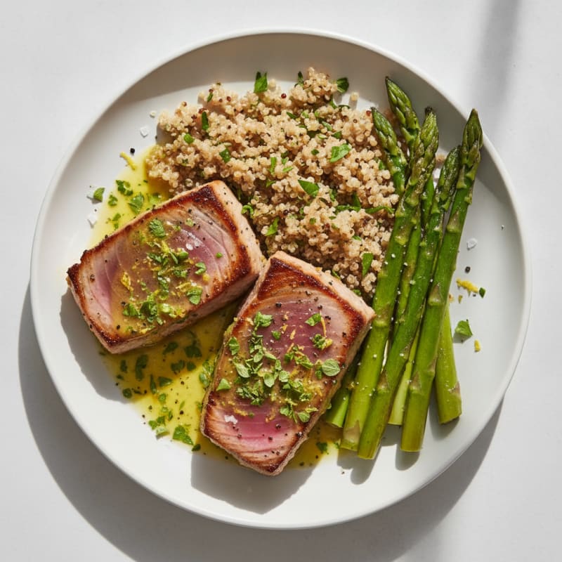Pan-Seared Tuna with Lemon-Herb Sauce