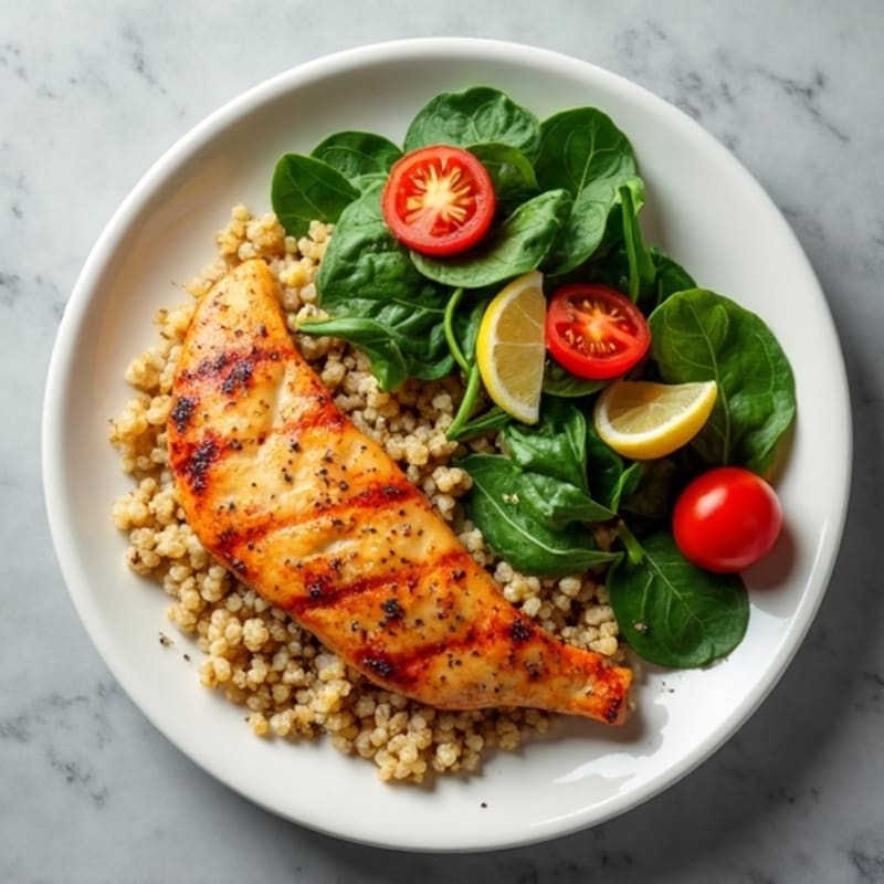 Seared Chicken Breast with Spinach Quinoa Salad