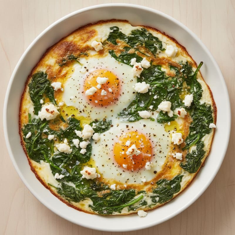 Baked Eggs with Sautéed Spinach