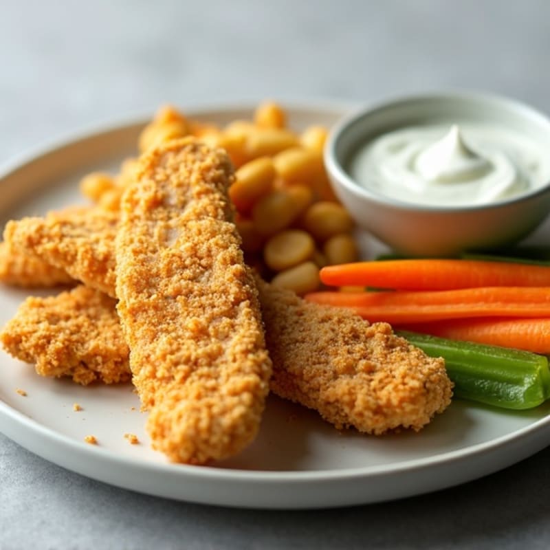 Crispy Baked Chicken Strips with Fresh Veggie Dippers