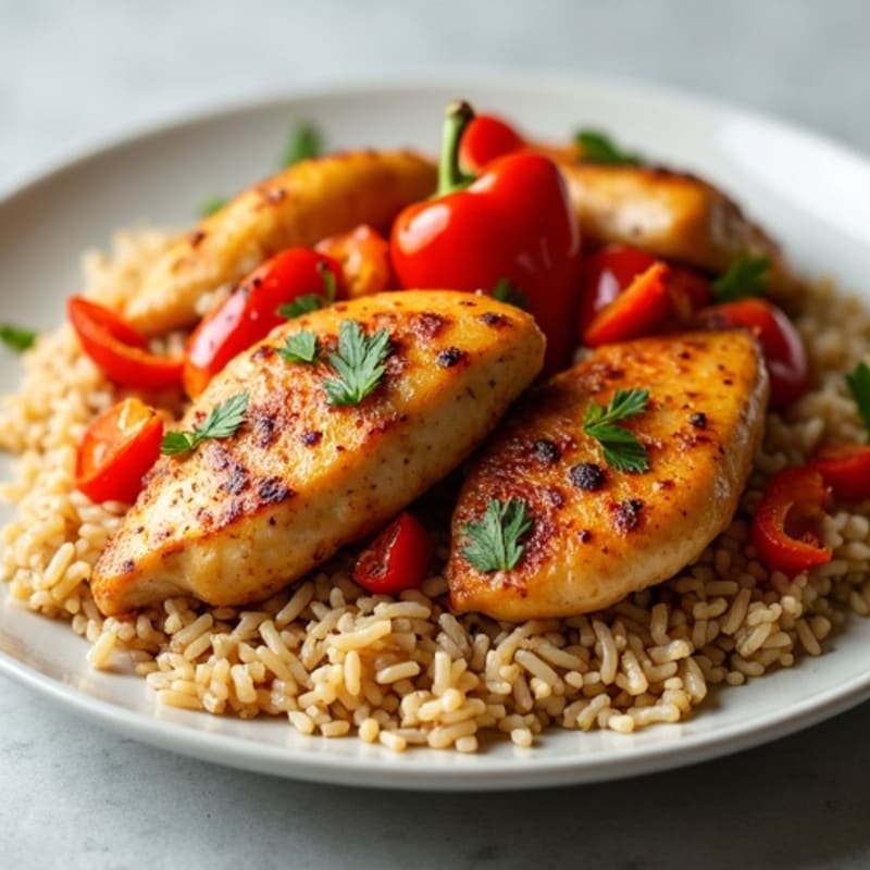 One-Pan Lean Spiced Chicken and Rice with Bell Peppers