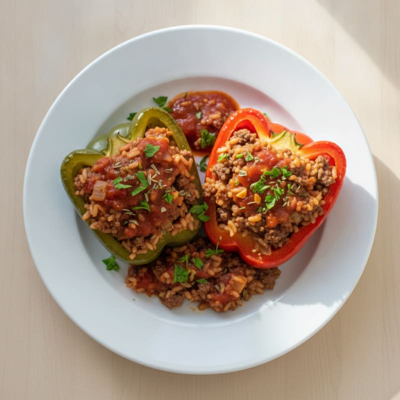 Beef and Rice Stuffed Bell Peppers