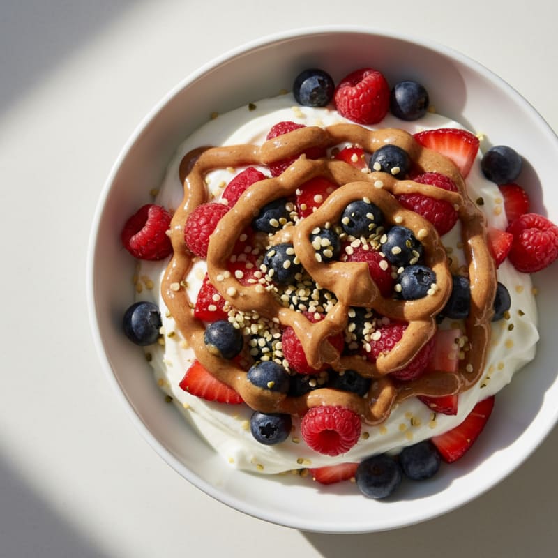 Creamy Greek Yogurt Parfait with Mixed Berries and Almond Butter