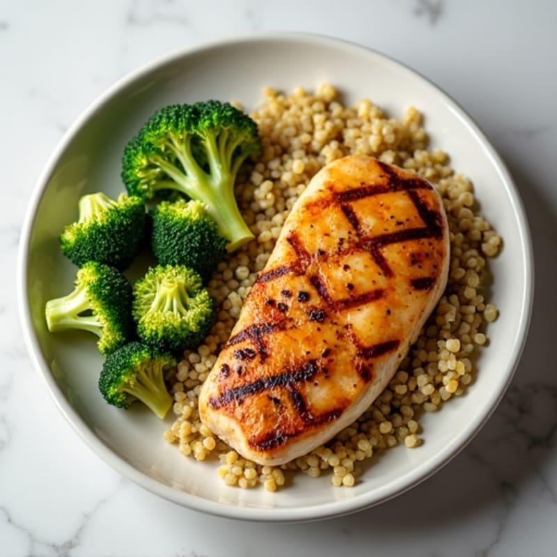 Grilled Chicken Breast with Quinoa and Steamed Broccoli