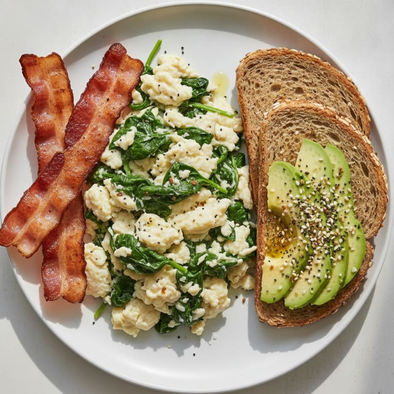 Scrambled Egg Whites with Spinach and Turkey Bacon